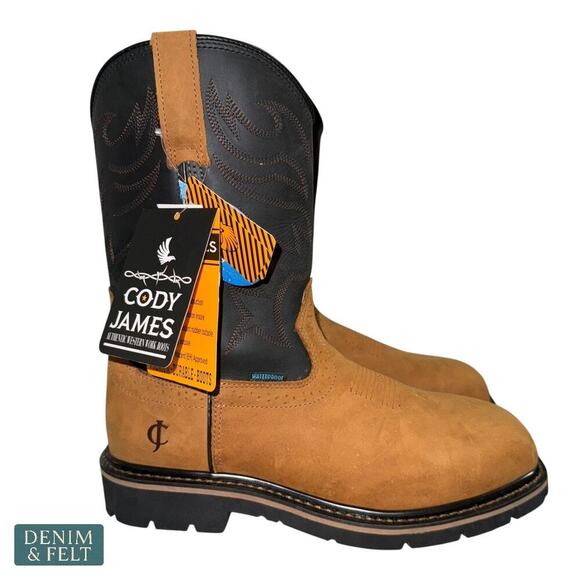 Cody James 11” Waterproof Composite Toe Work Boots Men’s Size 9D Tan NEW - Picture 12 of 14